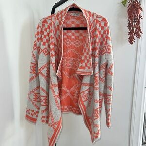 Xtaren Orange and Cream Geometric Cardigan